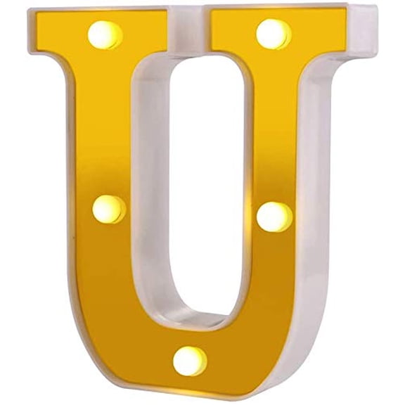 LED Letter Lights, Alphabet Marquee Letters Sign LED Marquee Number Lights Sign for Night Light Gold