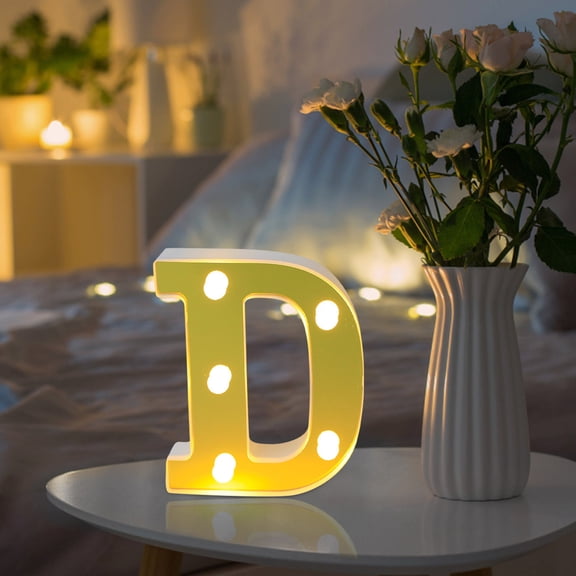 LED Letter Lights Battery Powered Golden Light Up Letters Small Night Light 6.3 Inch Warm White Marquee Lamp for Ramadan Party Wedding Home Table Wall Decor