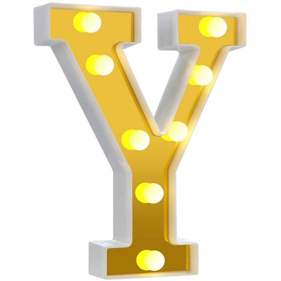 LED Letter Lights Sign Light Up Letters Sign for Night Light Wedding/Birthday Party Battery Powered Christmas Lamp Home Bar Decoration(Y)