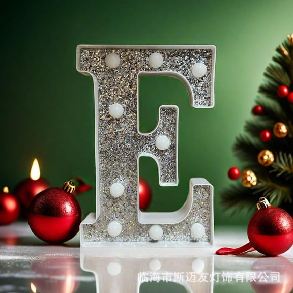 LED Letter Lights,Silver Glitter Alphabet Signs, Battery Powered Light Up Letters for Wall & Table Decor, Birthday, Wedding, Party & Holiday Night Light