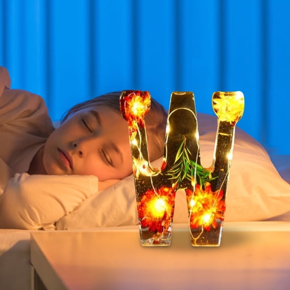 LED Letter Night Light, Decorative Resin Ambient Desk Lamp with Soft Glow for Bedroom & Living Room Decor