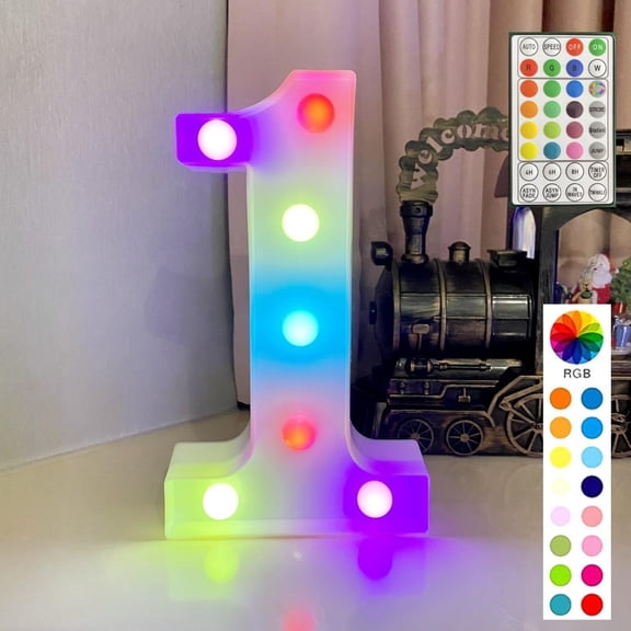 LED Letters Lights with Remote,Dimmer & Timer,colorful Alphabet Number Sign for Bedroom Wall Decor, Battery Powered Letter Lights for Wedding, Birthday