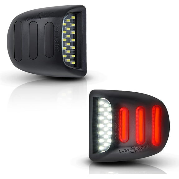 LED License Plate Light with Red OLED Neon Tube Rear Bumper Tag Lamp Assembly Replacement Compatible with Cadillac Escalade Chevy Silverado Tahoe GMC Sierra 1500 2500 3500 Yukon XL, Pack of 2