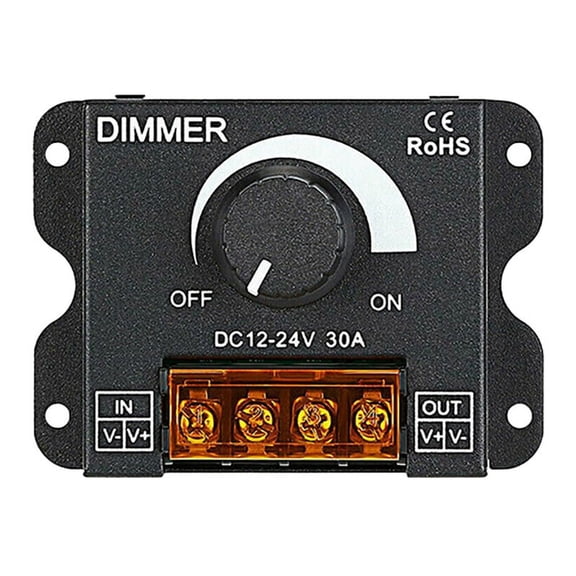 LED Light Adjuster DC 12-24V 30A/No Strobe with Knob Switch LED Light Bar Brightness Adjuster Dimmer,1 x LED light strip regulator,Black