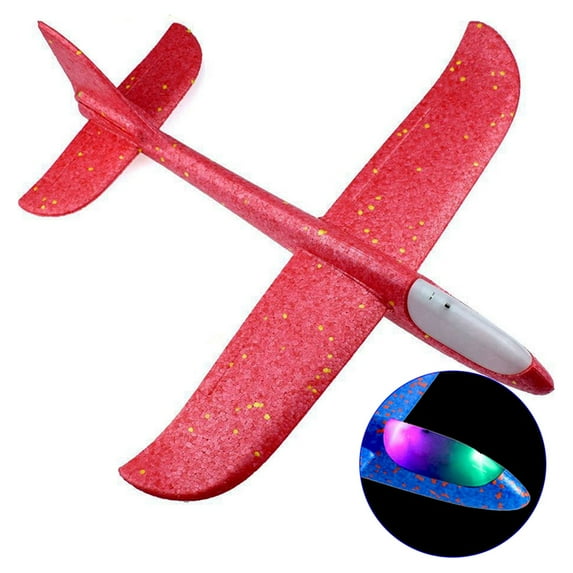 LED Light Airplane Toys,18.9" Large Throwing Foam Plane, Flight Mode Glider Plane, Flying Toy for Kids, Gifts for 3 4 5 6 7 8 9 Years Old Boy, Outdoor Sport Toys Birthday Party