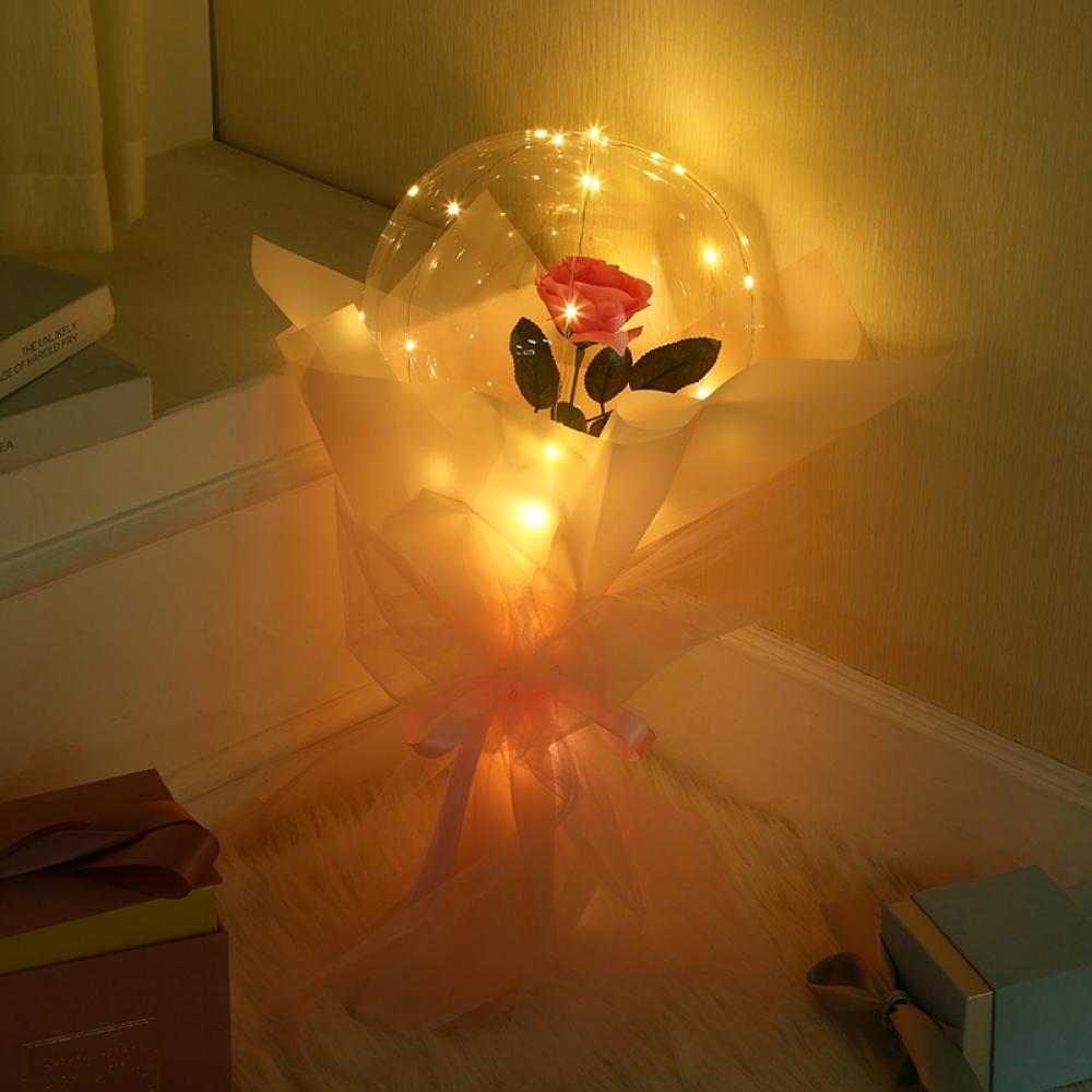 LED Light Balloon with Stick,Rose Bobo Ballon,Luminous Bobo Ballons,Valentine's Day Wedding Birthday Gift(No Battery)