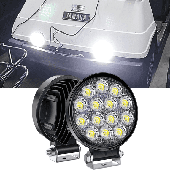 Nilight LED Light Bar 4.5" Round Work Light 42W 4200LM Spot LED Pods off Road Fog Driving Roof Bar Bumper for Service ATV UTV Pickup Golf Cart (2Pack)