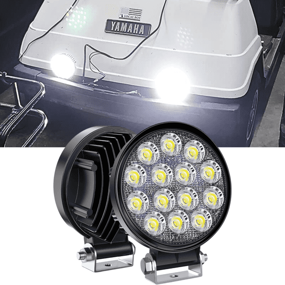 Nilight LED Light Bar 4.5" Round Work Light 42W 4200LM Spot LED Pods off Road Fog Driving Roof Bar Bumper for Service ATV UTV Pickup Golf Cart (2Pack)