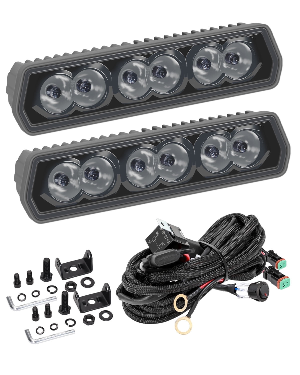 6 Inch 120W LED Spot Beam, Fog Work Light Light Bar Fits Truck, SUV, ATV, Boat 2 Pieces