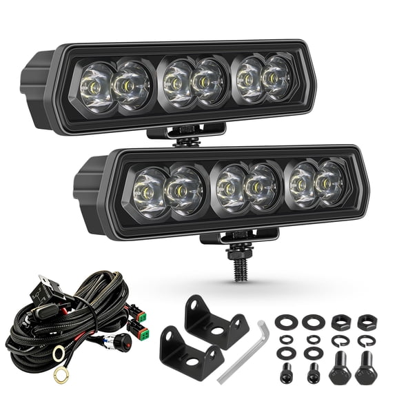 2PCS 6 Inch LED Light Bar, Slim Single Row Spot Beam Off Road Lights