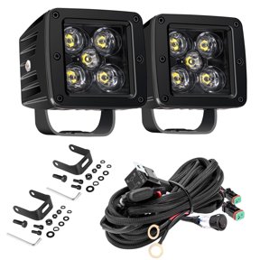 3" 100W 10000LM LED Cube Pods w/Harness Spot Beam Offroad Light for Truck SUV