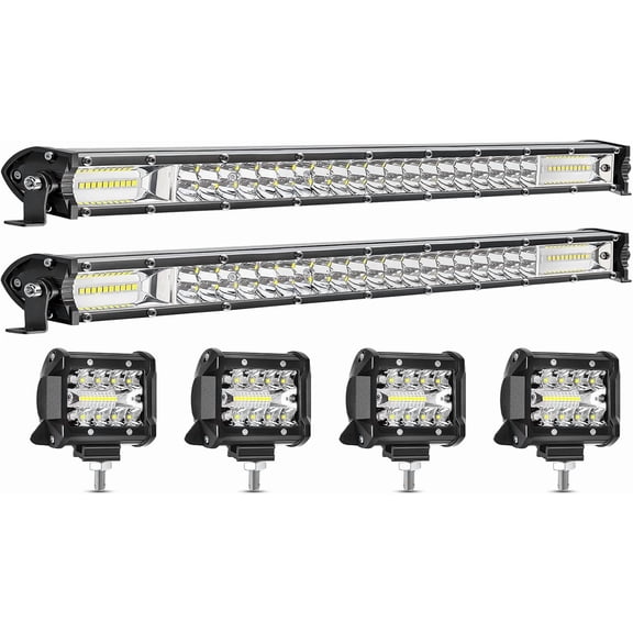 LED Light Bar Kit 2PCS 22'' 180W Double Row Bars 4PCS 60W Pods Off Road Driving Tractor Work Lights for Car Trucks Utv ATV RV SUV Pickup Boat Golf Cart Tractor Motorcycle