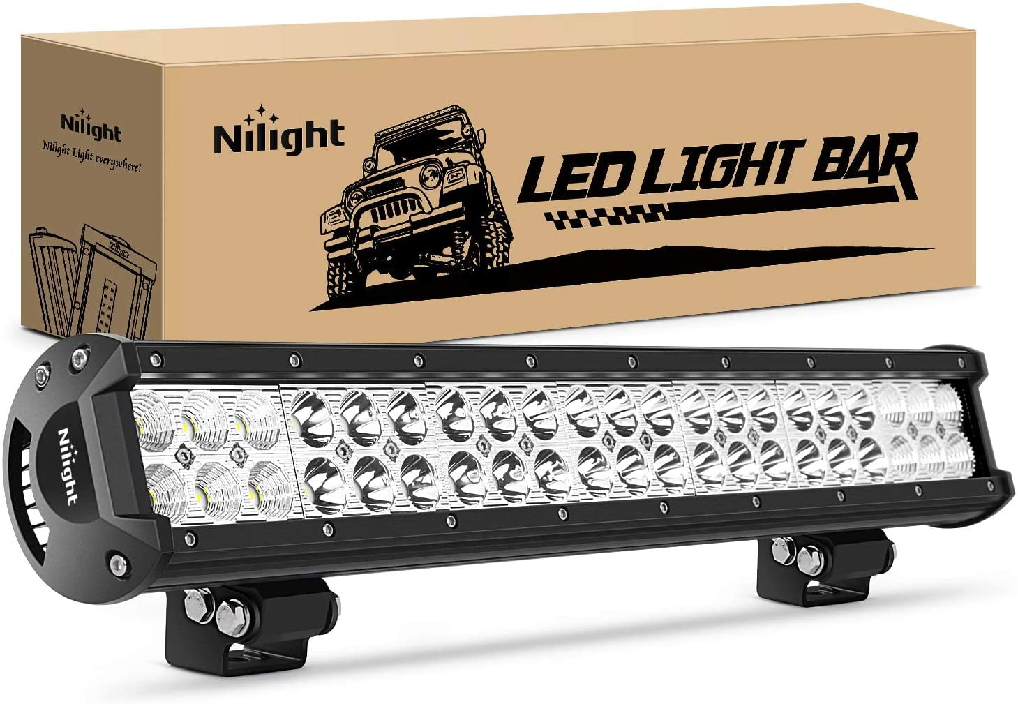 LED Light Bar Nilight 20 Inch 126w Spot Flood Combo Off Road Lights Fog  Driving Lights for Jeep Ford ATV SUV Boat Lighting 