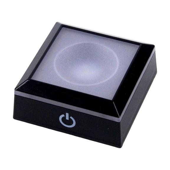 LED Light Base Lighted Display Stand for Crystal 3D Photo Glass Art Tumbler RGB Multicolor Lighting Round Pedestal USB Battery Operated A