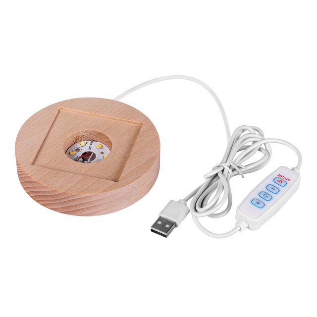 LED Light Base for Orgone Pyramid, 3 Color LED Adjustable Switch Wooden ...