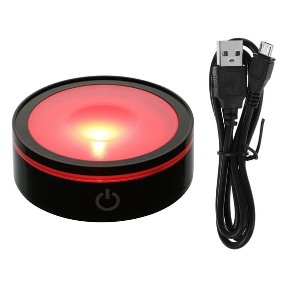 Round LED Light Base Crystal Display Stand with LED Lamp Holder for Showcasing Collectibles, Decorations, No Battery Included