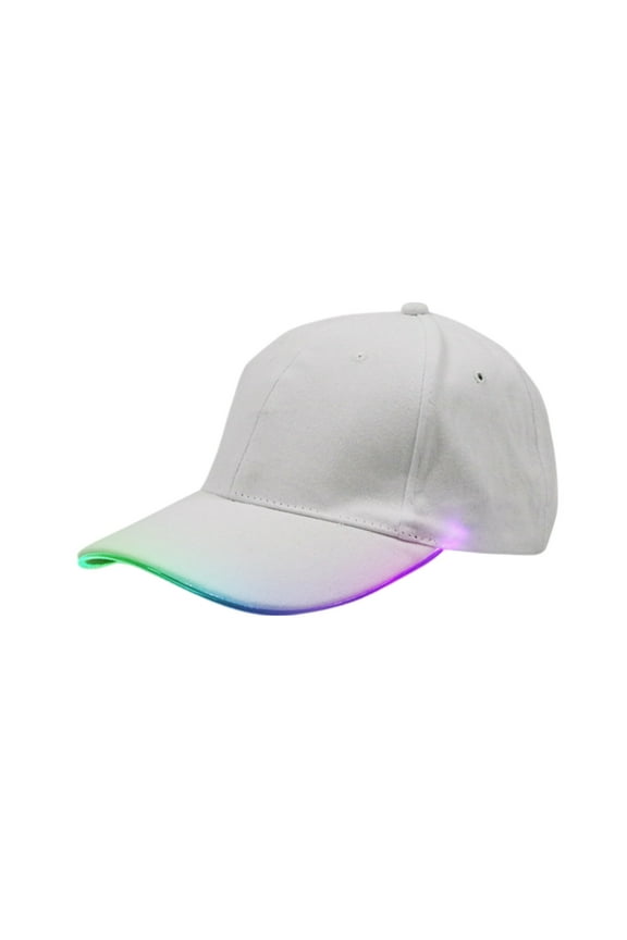 LED Light Up Baseball Cap with Multi-Color Lights, Adjustable Flashing Party Hat for Festivals and Raves, Easy On/Off Switch for Men and Women in White
