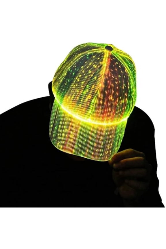 LED Light Up Baseball Cap - USB Rechargeable Fiber Optic Hat with 7 Colors & 5 Modes - Glowing Party Hat for Men Women - Adjustable Unisex Lighted Cap for Raves, Concerts & Holidays