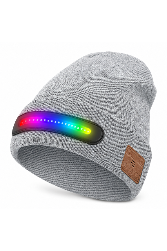 LED Light Up Bluetooth Beanie Hat, Rechargeable Glow Music Beanie for Outdoor Fitness, Night Running, Party & Festival Wear, Acrylic Warm Knit Wireless Audio Cap