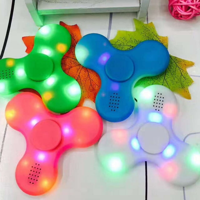 LED Light Bluetooth Speaker Anti-Stress Fidget Hand Tri Spinner EDC Gyro Toy