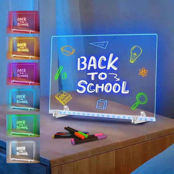 LED Light Board Electronic Presentation Whiteboard Glow Art Master for Office Kids Decor 12 Inch Acrylic Board with 7 Markers Adjustable Stand USB Hello Kitty Christmas Back to School