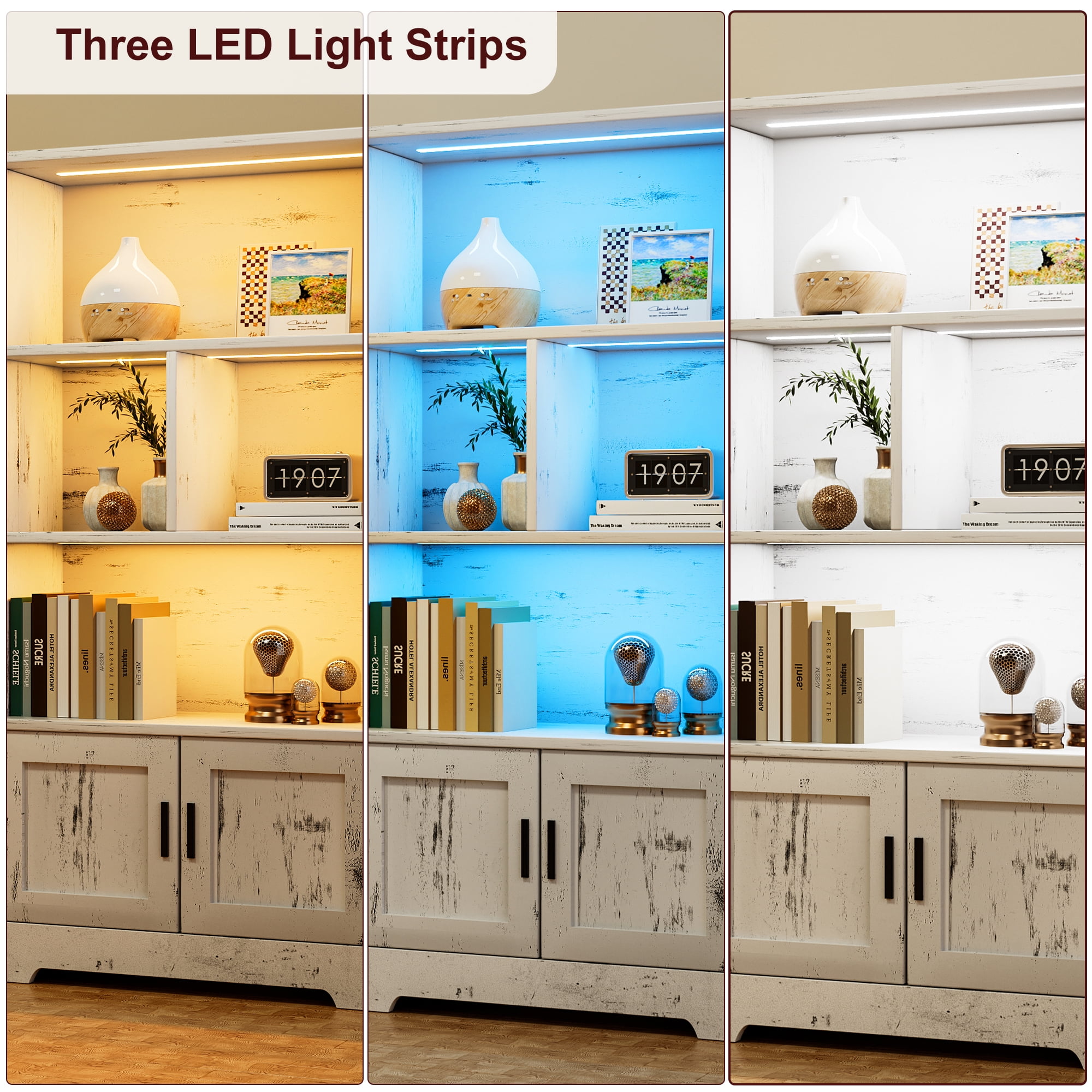 Smartwater Led Bookcase Rack LED Light Bookshelf - Book Shelf Storage Shelf, LED Light Rack Shelf ...