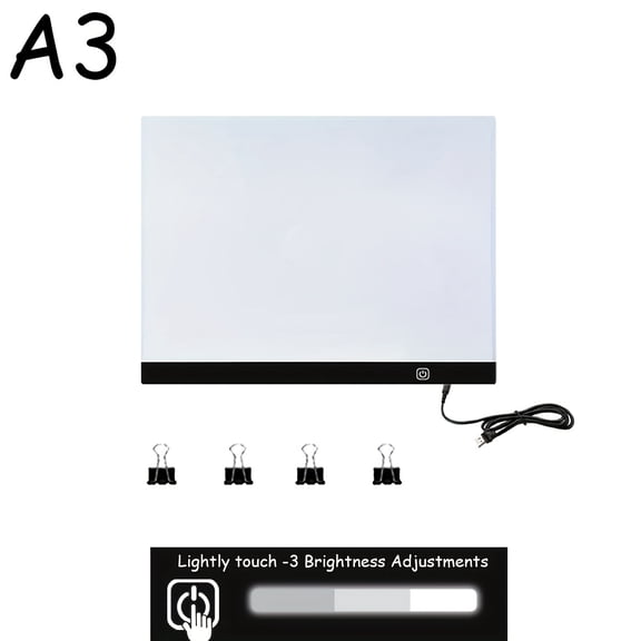 LED Light Box for Diamond Painting, Adjustable Brightness Tracing Light Pad, USB Powered with Clip, A2/A3/A4/A5, Ideal Gift for Christmas Halloween Birthday