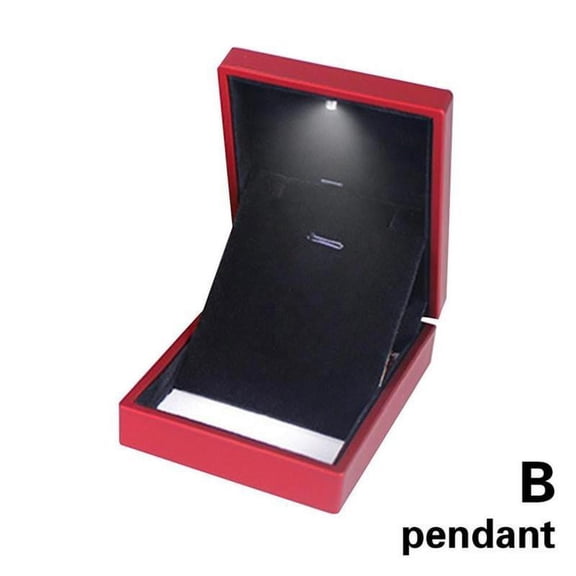 LED Light Box with LED Light Black Engagement Jewelry Pendant Box P8H0