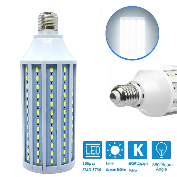 LED Light Bulb, 50W with 168 LED Beads Corn Light 5000lm 6000K White