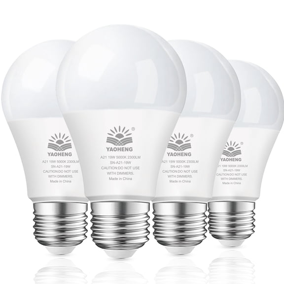 LED Light Bulb A21, 150W Equivalent, 19W 5000K Daylight, 2300 Lumens, Non-Dimmable E26 Base, Super Bright Indoor LED Bulbs, Energy Efficient, ETL Listed (4-Pack)