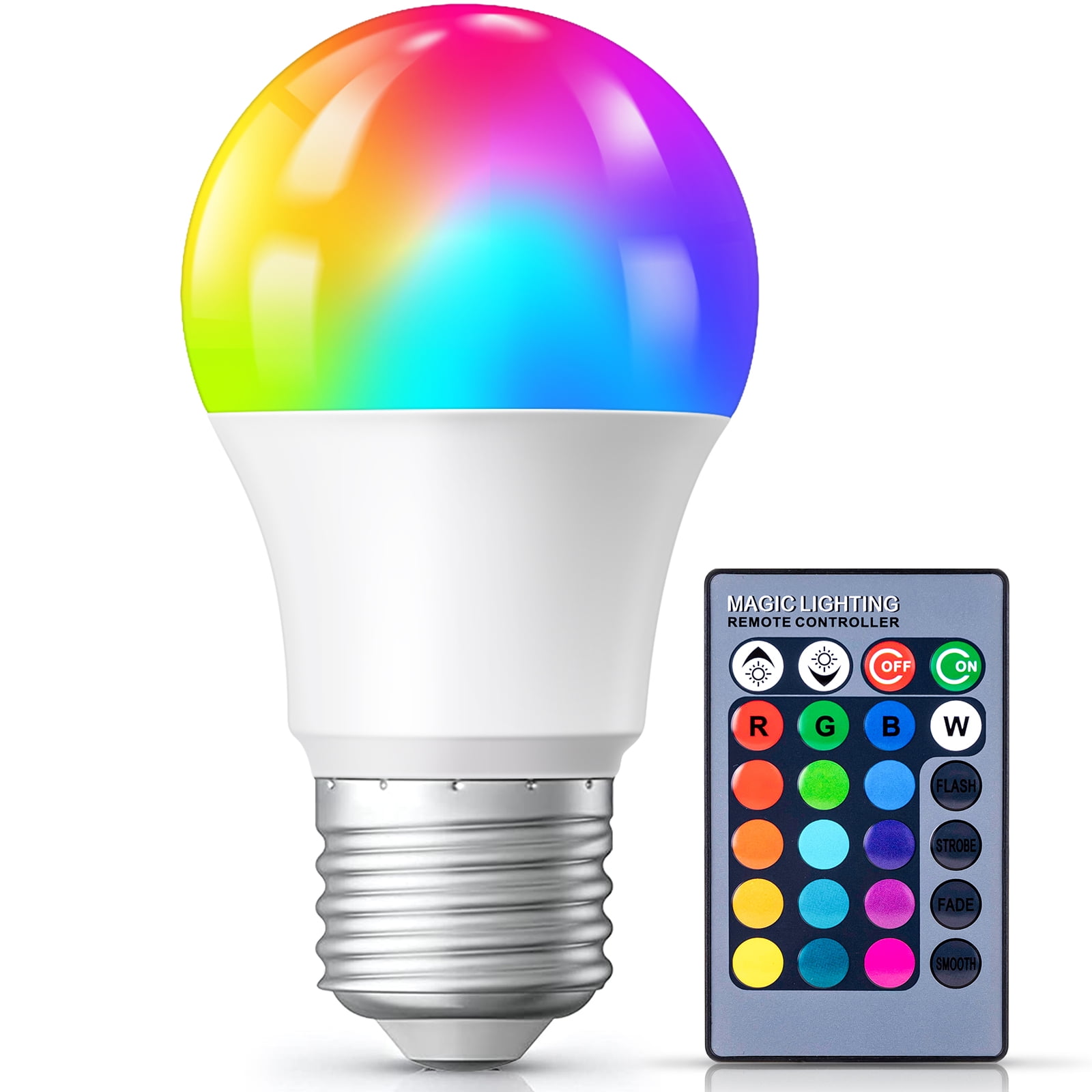 Svare Vandret dateret LED Light Bulb Color Changing with Remote Control, 5W 480LM RGB LED Bulbs,  E27 E26 B22 Screw Base for Room Decor - Walmart.com