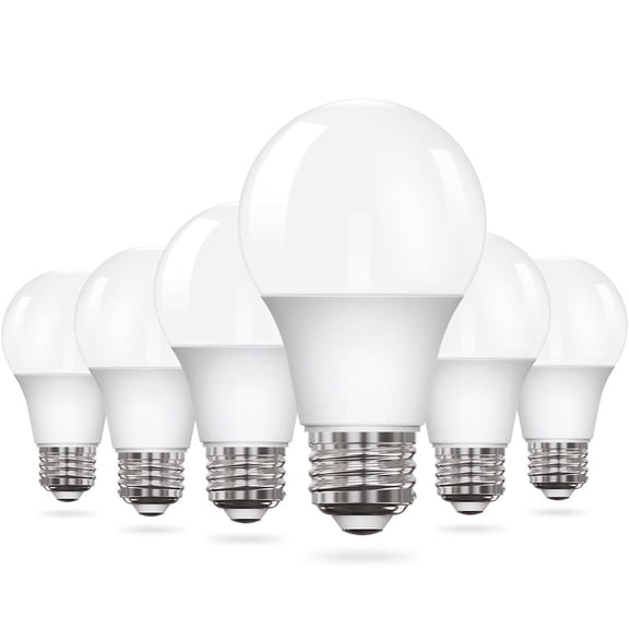 YULINKCO LED Light Bulbs A19 Daylight 5000K, 60 Watt Equivalent, Efficient 10W, E26 Standard Base, Flicker Free LED Bulbs 6pk for Bedroom, Living Room
