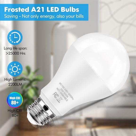 LED Light Bulbs 150 Watt Equivalent, 20W Super Bright Light Bulbs, Daylight White 5000K, A21 LED Bulbs E26 Base, Non-Dimmable, No Flicker Brightest Bulb for Bedroom Living Room Home, 2-Pack
