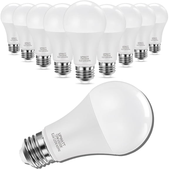 LED Light Bulbs A19 Daylight 6500K 12W (100 Watt Equivalent) 10 Packs | 1200 Lumens, Non-Dimmable, E26 Standard Medium Base, Super Bright