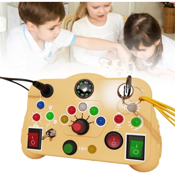 LED Light Busy Board Toy,Baby Sensory Learning Play,Fine Motor Skill Training,Travel Interactive Game,Toddler Early Educational Toy,Problem-Solving Ability Improvement,Safe Smooth Edge Design