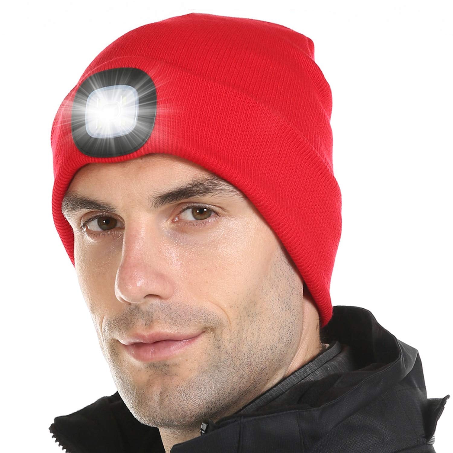 LED Light Cap Knit Beanie Hat with Batteries Outdoor Hunting