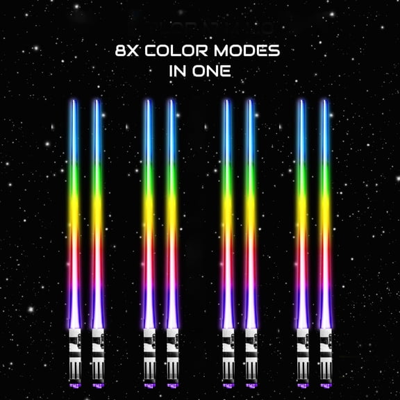 LED Light Up Chopsticks, 4 Pairs Reusable Glowing Sci-Fi Sword Chop Sticks with 8 Color Modes, Fun Party Favors for Sushi, Ramen & Asian Cuisine (Multicolor)