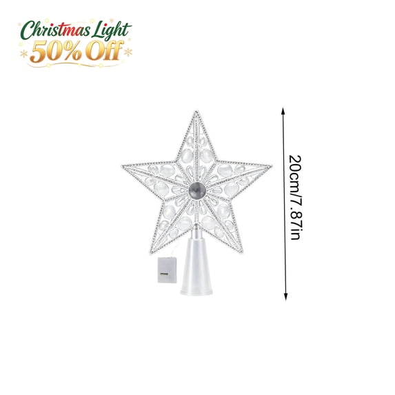 LED Light Up Christmas Tree Topper Star, Plastic Transparent Five‑Point ...