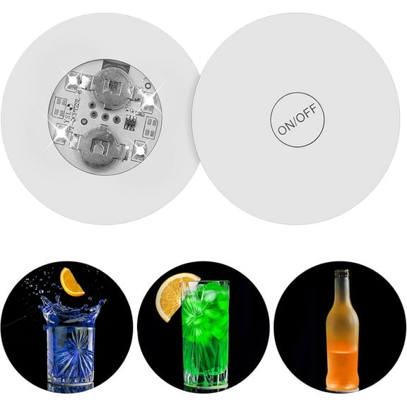 LED Light Coaster,4 PCS light up coaster,LED Drink Coasters Bar Beer Beverage Coasters Light Club, Wedding, Bar