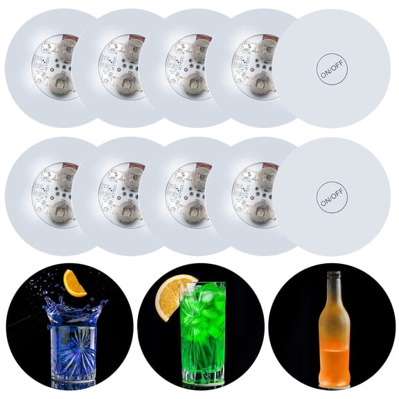LED Light Coaster-8 PCS Light Up Coaster-LED Drink Coasters Bar Beer Beverage Coasters Light Club- Wedding- Bar.