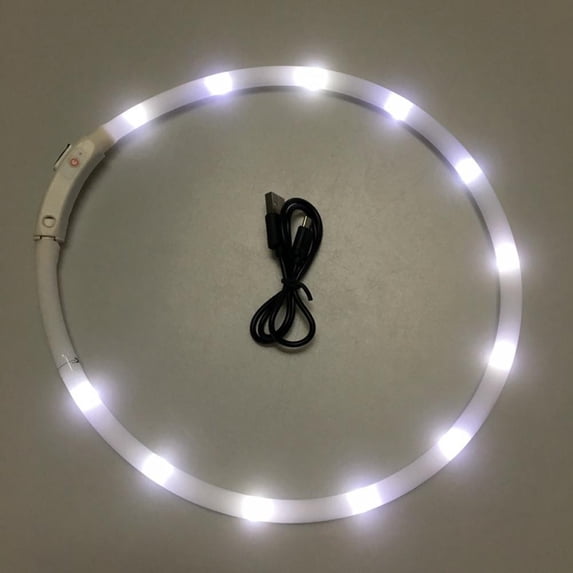 LED Light Collar Dog Collar USB Rechargeable - Adjustable Length Pet Safety Collar for Dogs and Cats - 3 Modes 12 Lights