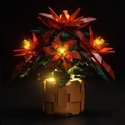 LED Light Compatible with Lego Poinsettia Icons Christmas Holiday Centerpiece Decoration 10370, Lighting Accessories Compatible with Lego 10370 Table Plants Flowers Botanical, No Models
