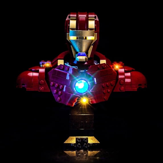 LED Light Compatible with Lego Iron Man MK4 Bust, Creative Lighting Kit Compatible with Lego 76327 - Not Come with Model (Light Control Version)