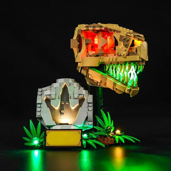 LED Light Compatible with Lego Jura-ssic World Dinosaur Fossils: T. rex Skull, Creative Lighting Kit Compatible with Lego 76964-No Model Included
