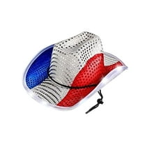 LED Light Up Cowboy Hat, LED Flashing Patriotic Cowboy Hat with Red White Blue Sequins Independence Day Holiday Accessories - Unisex (Sequin, Red/White/Blue)