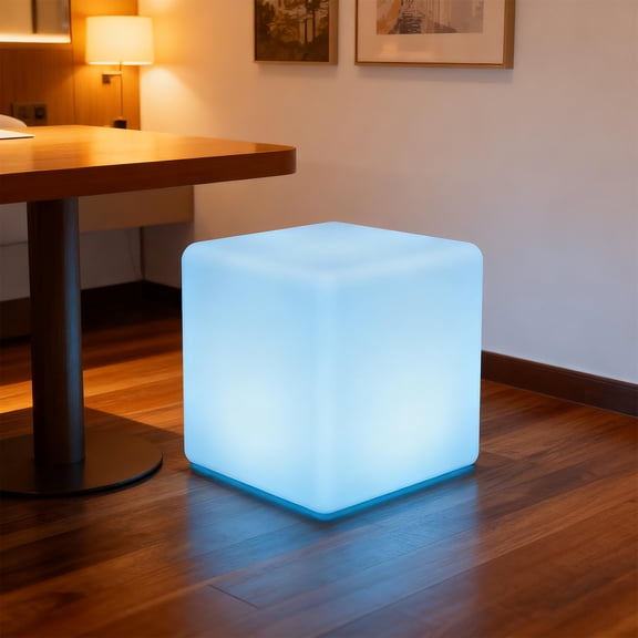 LED Light Cube Stool 12 Inch, RGB Color Changing Mood Lamp with Remote Control, Rechargeable Waterproof Glow Cube for Indoor Outdoor Decor - Night Light for Bedroom Living Room Patio Pool Party