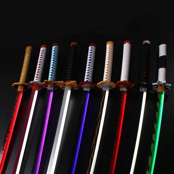 LED Light Demon Slayer Sword Cosplay 41 inches with Belt Holder Stand
