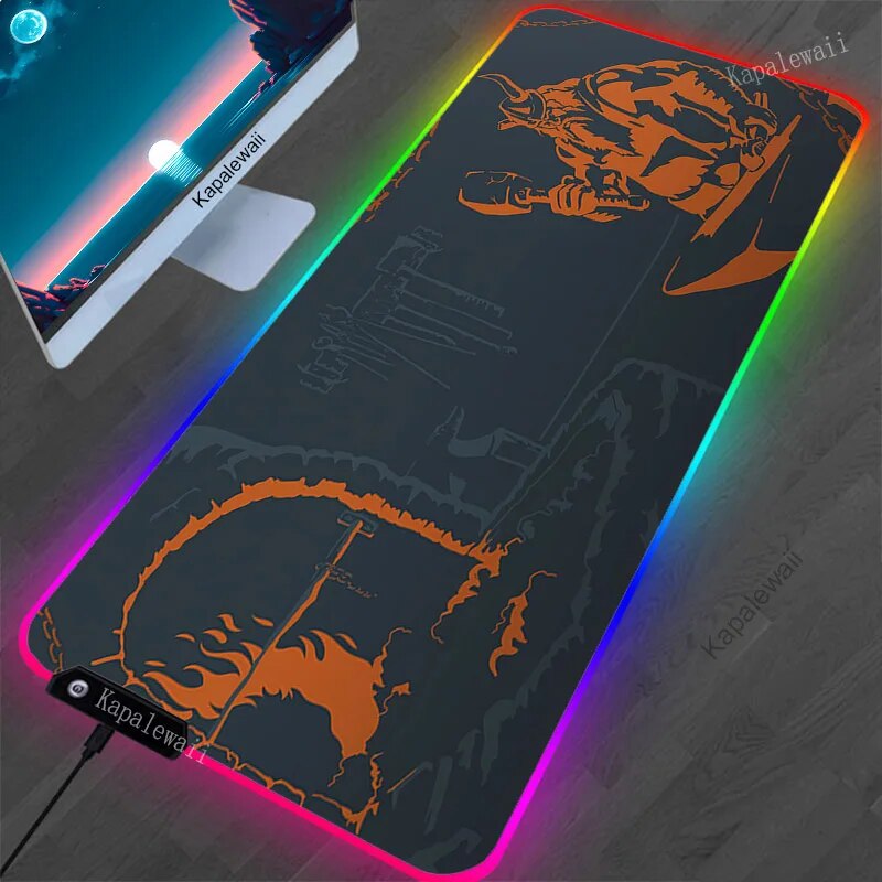 LED Light Desk Mat Computer Gaming Mousepad Pink Forest Mono 90x40cm