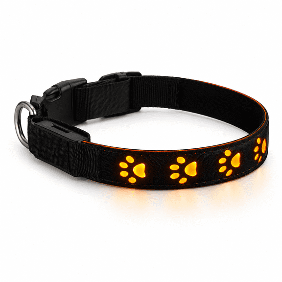 LED Light Up Dog Collar USB Rechargeable Nylon Pet Collar with Colorful Flashing Modes Adjustable Glow Neckband for Night Walking Outdoor Safety Small Medium Large Dogs