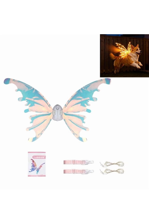 LED Light Up Dog Wings Costume Adjustable Glowing Butterfly Pet Harness With Lights Decorative Pet Outfit For Halloween Party Walking Outdoor Events Festival Celebration Night Show Costume Accessory